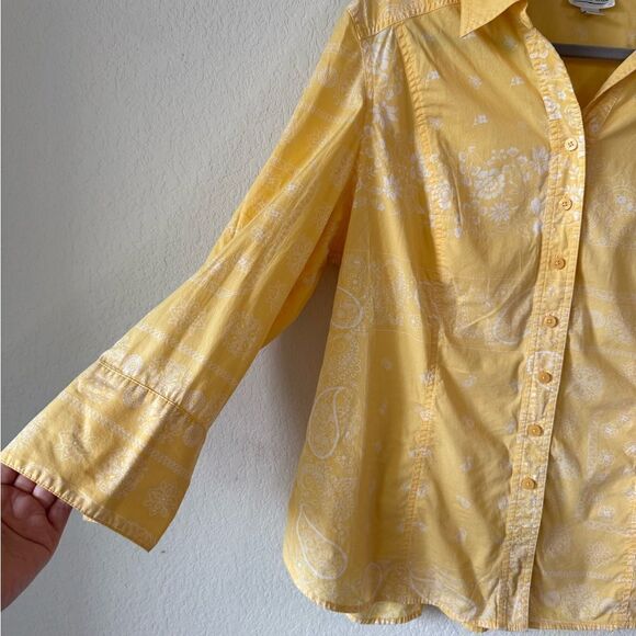 Coldwater Creek Button-Up Floral Shirt Blouse Butter Yellow Women’s Sz 1X Office - Picture 5 of 6